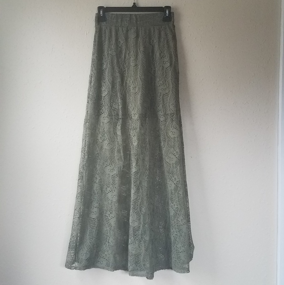 Green Lace Maxi Skirt